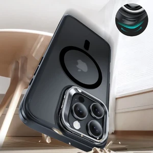 Півпрозорий чорний чохол зі склом ESR Classic Hybrid KickStand MagSafe iPhone 16 Pro Max - Фото 3