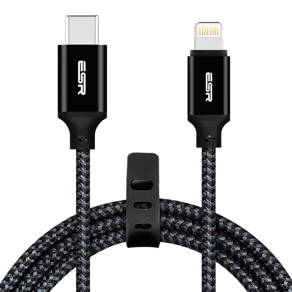 Кабель ESR Double Braided USB Type-C PD to Lightning Black 1.2m