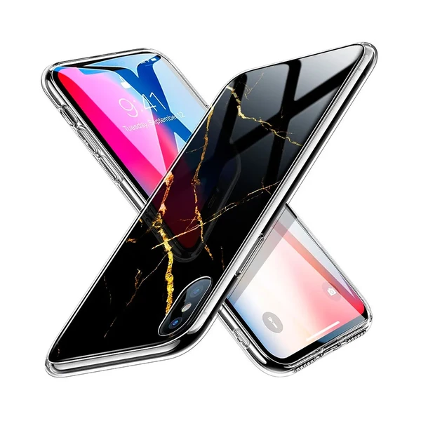 Стеклянный чехол ESR Glass Mimic-Marble Black Gold для iPhone X | XS в Кропивницком