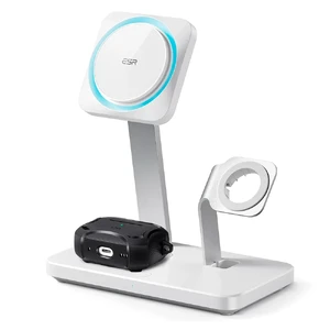 Док-станція ESR HaloLock Wireless Charger CryoBoost 3 in 1 Arctic White для iPhone | AirPods | Apple Watch + EU адаптер - Фото 3