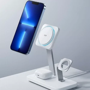 Док-станція ESR HaloLock Wireless Charger CryoBoost 3 in 1 Arctic White для iPhone | AirPods | Apple Watch + EU адаптер - Фото 7