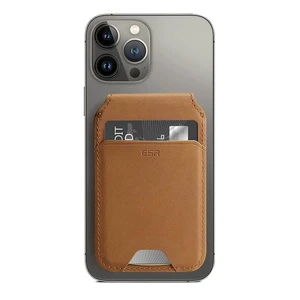 Кожаный чехол-бумажник ESR HaloLock Vegan Leather Wallet MagSafe Stand Brown для iPhone 15 | 14 | 13 | 12
