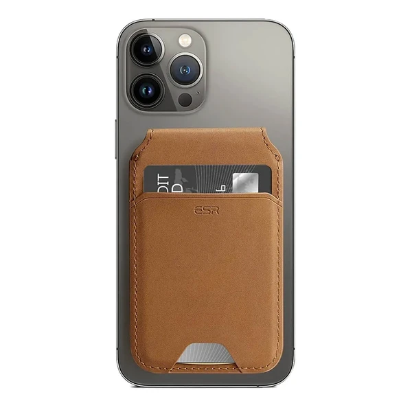Шкіряний чохол-гаманець ESR HaloLock Vegan Leather Wallet MagSafe Stand Brown для iPhone 15 | 14 | 13 | 12