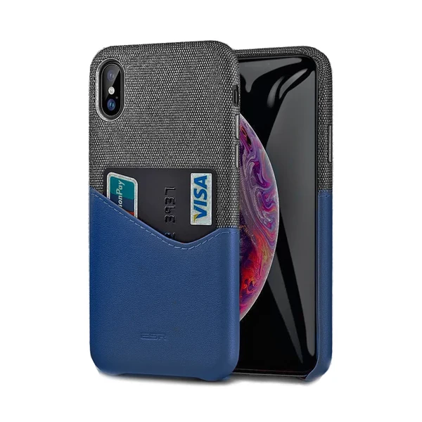 Шкіряний чохол з відділенням для карт ESR Metro Series Blue для iPhone XS Max