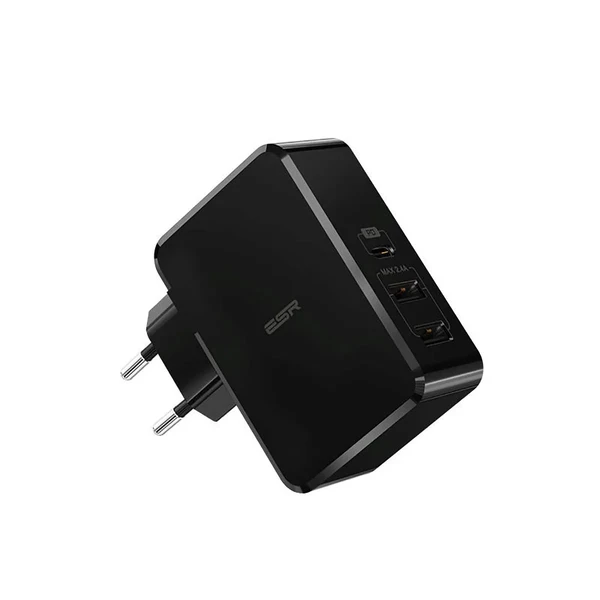Швидкий мережевий зарядний пристрій ESR USB Type-C PD + 2 USB Wall Charger Black (EU)