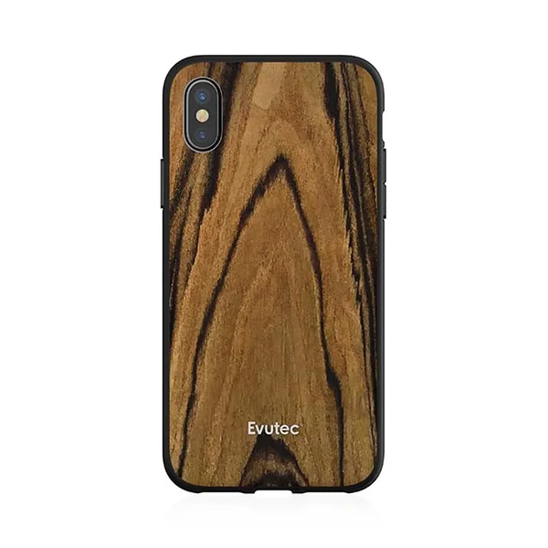 Протиударний чохол Evutec AER Series Wood Burmese Rosewood для iPhone X | XS з магнітним Автодержатель