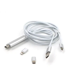 Универсальный кабель EZCast Silver USB Type-C | USB 3.0 | Micro-USB | Lightning to HDMI 2m  - Фото 1