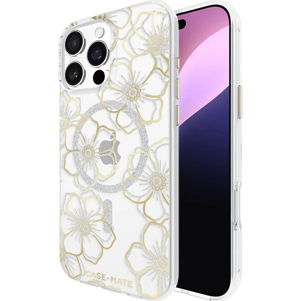 Прозорий чохол зі срібно-золотими елементами Case-Mate Floral Gems Mag для iPhone 16 Pro Max