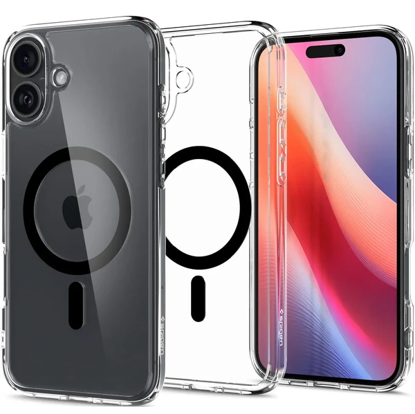 Прозорий чорний чохол Spigen Ultra Hybrid Mag для iPhone 16 Plus