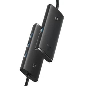 Хаб (адаптер) Baseus Lite Series 4-Port HUB USB-A to USB 3.0 Black (1m) WKQX030101 - Фото 1