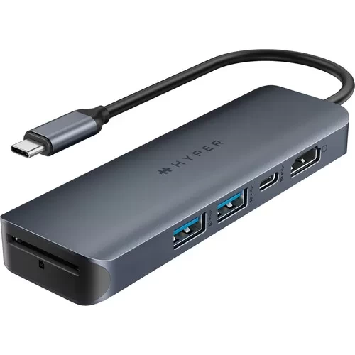 Хаб 6в1 HyperDrive Next Dual з подвійним роз'ємом USB-A, HDMI 4K, кардридером SD, USB-C, 100W PD для MacBook Pro/Air | Windows