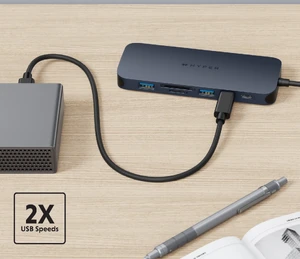 Хаб 10в1 HyperDrive Next Dual з подвійним роз'ємом USB-C, USB-A, HDMI 4K, кардридером microSD/SD, Ethernet, Audio Jack, 140W PD для MacBook Pro/Air | Windows - Фото 7