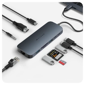 Хаб 10в1 HyperDrive Next Dual з подвійним роз'ємом USB-C, USB-A, HDMI 4K, кардридером microSD/SD, Ethernet, Audio Jack, 140W PD для MacBook Pro/Air | Windows - Фото 5