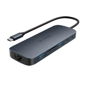 Хаб 10в1 HyperDrive Next Dual з подвійним роз'ємом USB-C, USB-A, HDMI 4K, кардридером microSD/SD, Ethernet, Audio Jack, 140W PD для MacBook Pro/Air | Windows HD4005GL - Фото 1