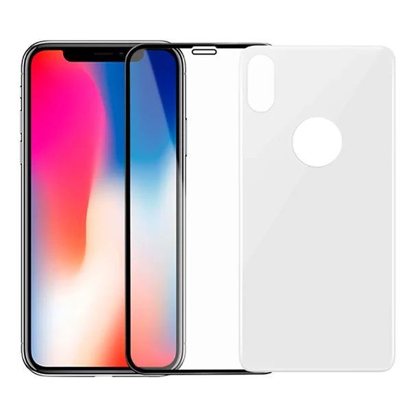 Переднее + заднее защитное стекло HOCO 5D Full Screen Tempered Glass Set Silver White для iPhone X | XS