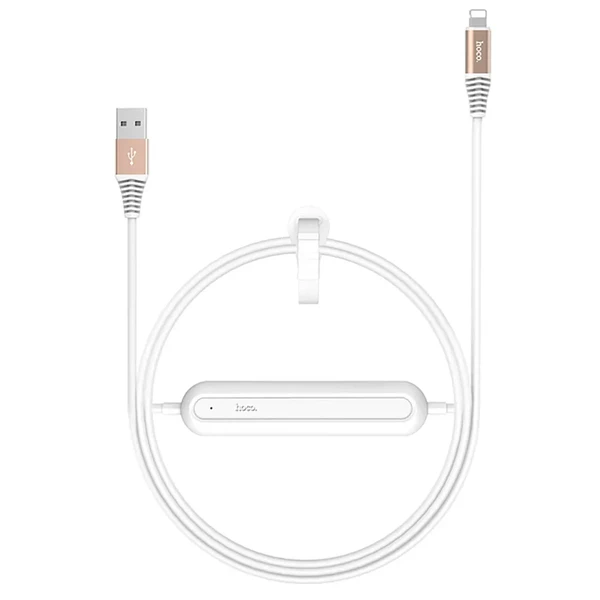 Кабель з акумулятором HOCO U22 White USB to Lightning 1.2m