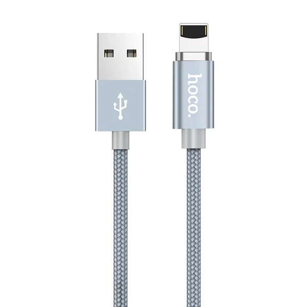 Магнітний кабель HOCO U40A Magnetic Adsorption Metal Gray Lightning to USB 1m