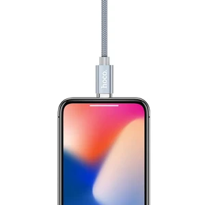 Магнитный кабель HOCO U40A Magnetic Adsorption Metal Gray Lightning to USB 1m - Фото 5