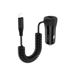 Автозарядка HOCO Z21A Ascender Black с Lightning кабелем Z21A - Фото 1