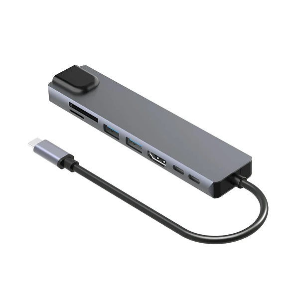 Мультифункціональний хаб 8 в 1 для MacBook/iPad з роз'ємами Thunderbolt, HDMI 4K, кардридером SD, USB-A, RJ45 | iLoungeMax Multifunctional