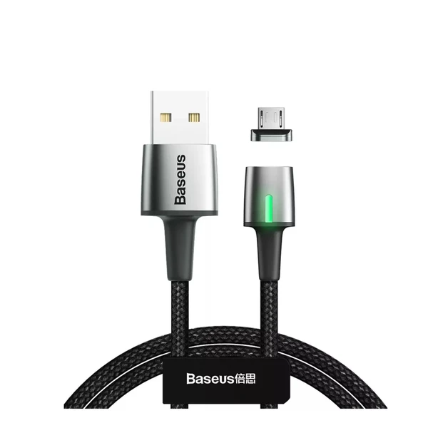 Магнітний кабель Baseus Zinc Magnetic Black Micro 2.4A to USB 1m