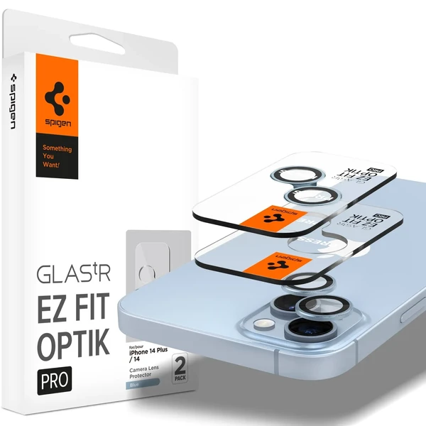 Захисне скло на камеру Spigen Optik Pro Blue для iPhone 15 | 15 Plus | 14 | 14 Plus (2 шт.)
