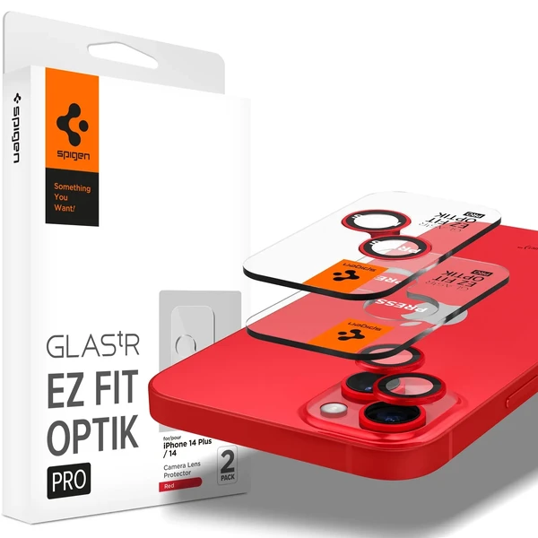 Захисне скло на камеру Spigen Optik Pro Red для iPhone 15 | 15 Plus | 14 | 14 Plus (2 шт.)
