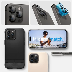 Защитное стекло на камеру Spigen Optik Pro Black для iPhone 15 Pro | 15 Pro Max | 14 Pro | 14 Pro Max (2 шт.) - Фото 6