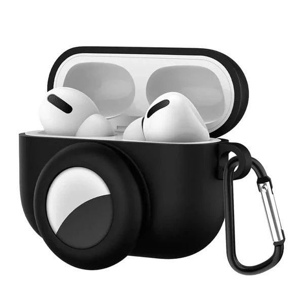 Силиконовый чехол с карабином iLoungeMax 2-in-1 Black для AirPods Pro | AirTag