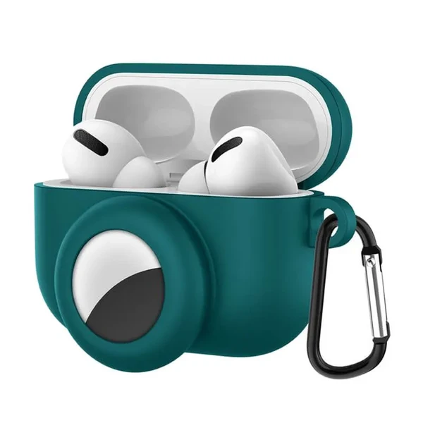 Силиконовый чехол с карабином iLoungeMax 2-in-1 Forest Green для AirPods Pro | AirTag