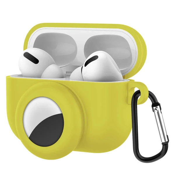 Силиконовый чехол с карабином iLoungeMax 2-in-1 Yellow для AirPods Pro | AirTag