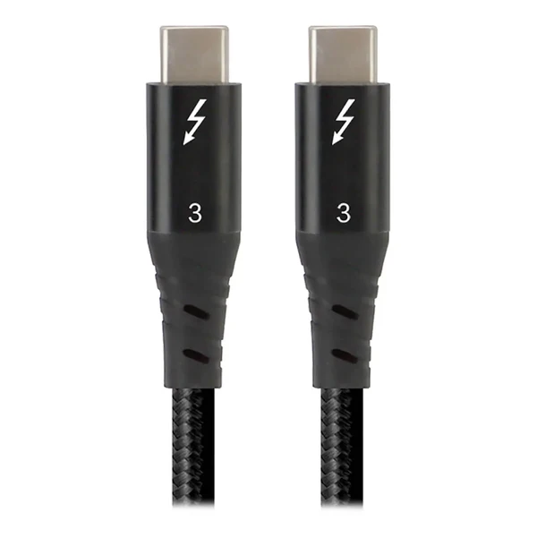 Чорний кабель для зарядки iLoungeMax Metal Braided Mesh Real Type-C to Type-C Thunderbolt 3 100W 1m