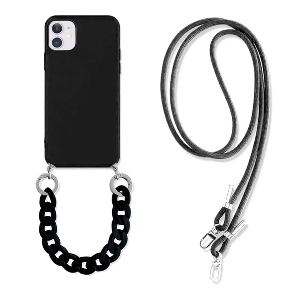 Силіконовий чохол з ремінцем iLoungeMax Silicone CrossBody Black для iPhone 11