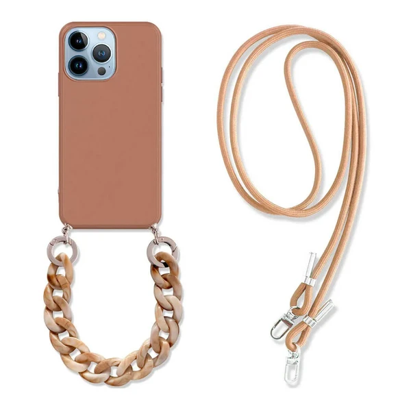 Силиконовый чехол с ремешком iLoungeMax Silicone CrossBody Brown для iPhone 13 Pro Max