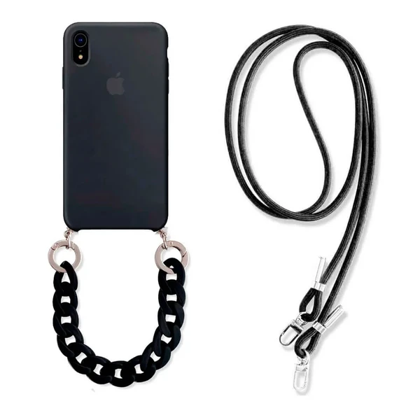 Силиконовый чехол с ремешком iLoungeMax Silicone CrossBody Black для iPhone XR в Сумах