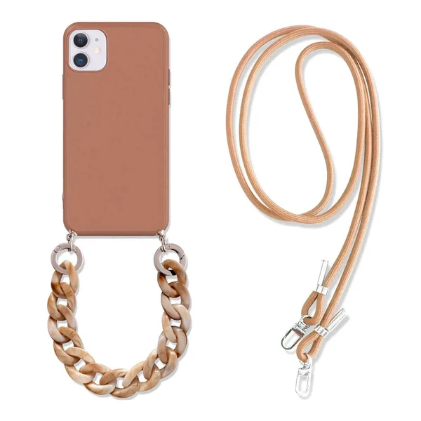 Силіконовий чохол з ремінцем iLoungeMax Silicone CrossBody Brown для iPhone 11