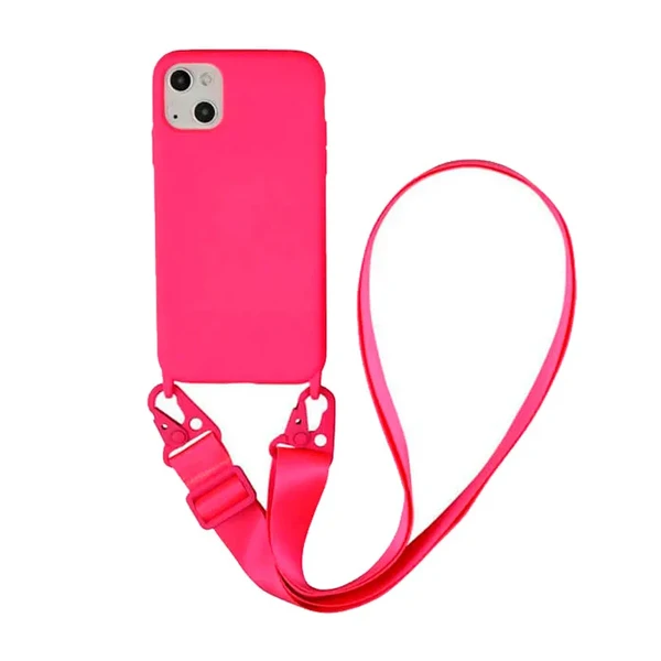 Силіконовий чохол з ремінцем iLoungeMax Silicone CrossBody Hot Pink для iPhone 13