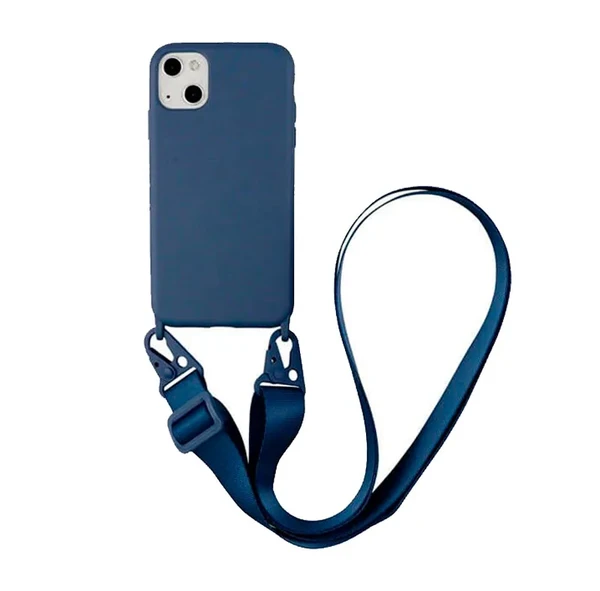 Силіконовий чохол з ремінцем iLoungeMax Silicone CrossBody Midnight Blue для iPhone 13 в Мукачеві