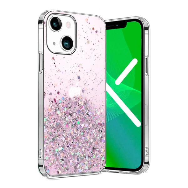 Силіконовий чохол з блискітками iLoungeMax Glitter Silicone Case Purple для iPhone 13