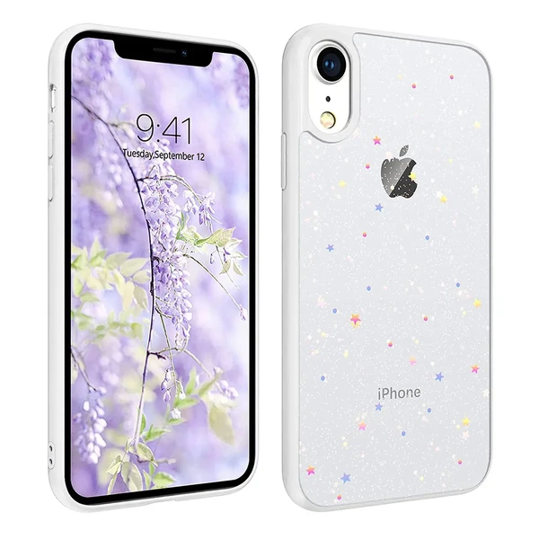 Блискучий чохол із зірками iLoungeMax Glitter Star White для iPhone XR