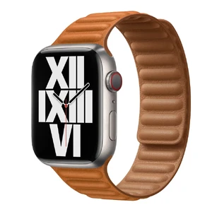 Ремешок iLoungeMax Leather Link Magnetic Golden Brown для Apple Watch Ultra 49mm | 45mm | 44mm | 42mm (M | L) OEM  - Фото 1