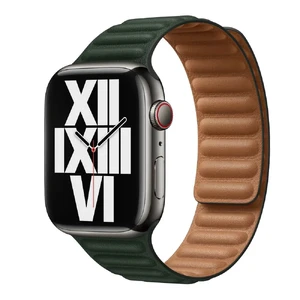 Ремешок iLoungeMax Leather Link Magnetic Sequoia Green для Apple Watch Ultra 49mm | 45mm | 44mm | 42mm (M | L) OEM  - Фото 1