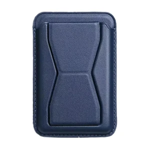 Шкіряний чохол-гаманець MagSafe для iPhone 15/14/13/12 з підставкою, роз'ємом для карт і готівки | iLoungeMax Folding Stand Blue  - Фото 1