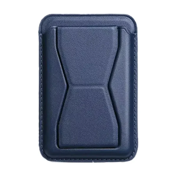 Шкіряний чохол-гаманець MagSafe для iPhone 15/14/13/12 з підставкою, роз'ємом для карт і готівки | iLoungeMax Folding Stand Blue