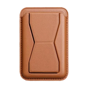 Шкіряний чохол-гаманець MagSafe для iPhone 15/14/13/12 з підставкою, роз'ємом для карт і готівки | iLoungeMax Folding Stand Brown  - Фото 1