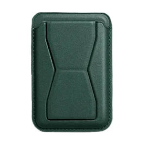 Шкіряний чохол-гаманець MagSafe для iPhone 15/14/13/12 з підставкою, роз'ємом для карт і готівки | iLoungeMax Folding Stand Green  - Фото 1