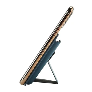 Шкіряний чохол-гаманець MagSafe для iPhone 15/14/13/12 з підставкою, роз'ємом для карт і готівки | iLoungeMax Folding Stand Blue - Фото 3