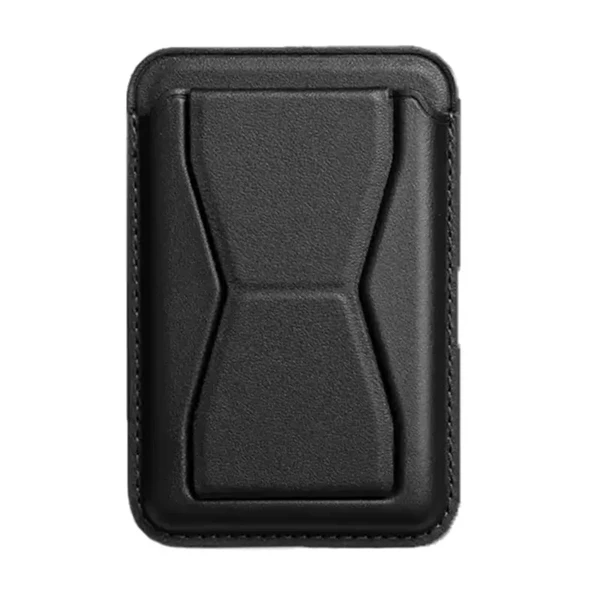 Шкіряний чохол-гаманець MagSafe для iPhone 15/14/13/12 з підставкою, роз'ємом для карт і готівки | iLoungeMax Folding Stand Black
