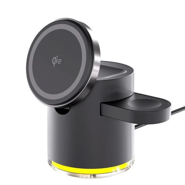 Портативна док-станція iLoungeMax Magnetic Wireless Charger Qi2 4in1 Black для для iPhone | Apple Watch | AirPods