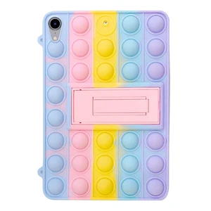 Чохол антистрес Поп-Іт з тримачем для шнурка iLoungeMax Pop It Yellow Blue Rainbow для iPad mini 6 (2021)